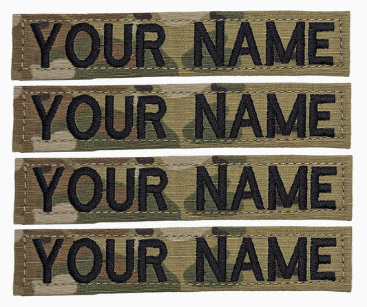 Custom Army OCP Multicam Name Tape – Scorpion Camouflage, 4-Piece Velcro Hook Fastener Set
